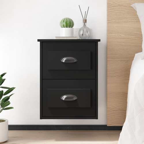  Wall-mounted Bedside Cabinets 2 pcs Black 41.5x36x53cm