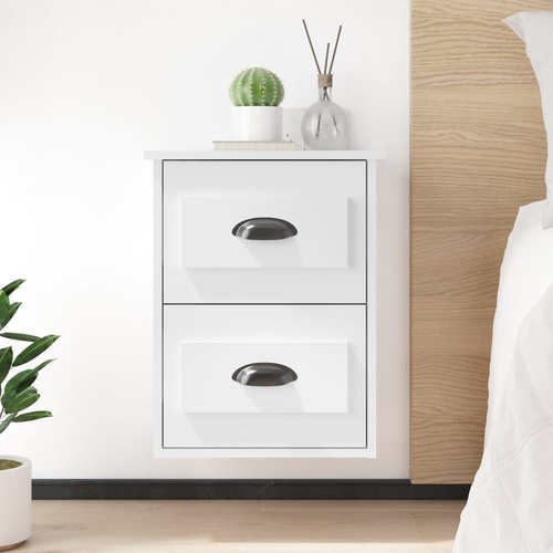  Wall-mounted Bedside Cabinets 2 pcs High Gloss White 41.5x36x53cm