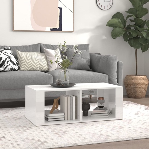  Coffee Table High Gloss White 100x50x36 cm Engineered Wood