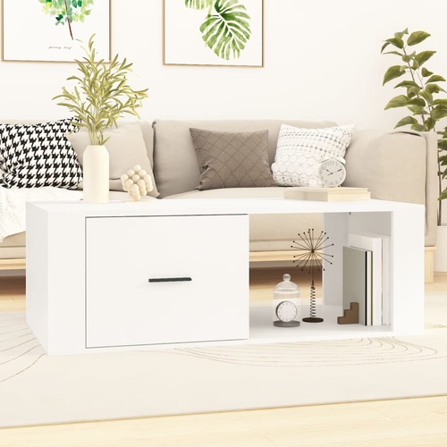  Coffee Table White 100x50.5x35 cm Engineered Wood
