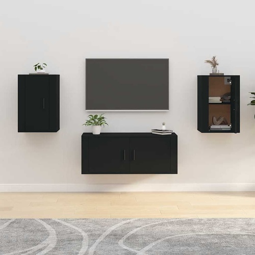  Wall Mounted TV Cabinets 2 pcs Black 40x34.5x60 cm