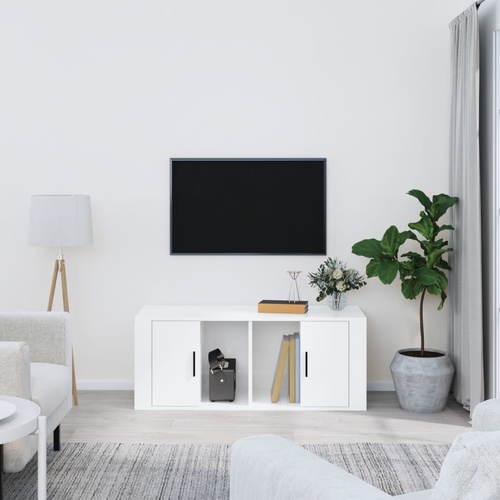  TV Cabinet High Gloss White 100x35x40 cm Engineered Wood