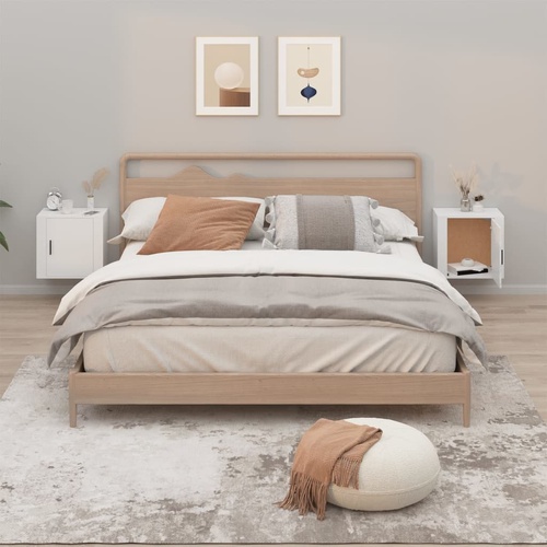  Wall-mounted Bedside Cabinets 2 pcs White 50x30x47 cm