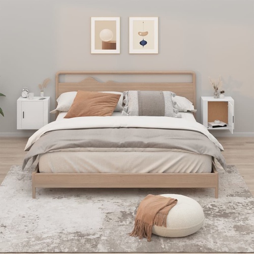  Wall-mounted Bedside Cabinets 2 pcs High Gloss White 50x30x47cm