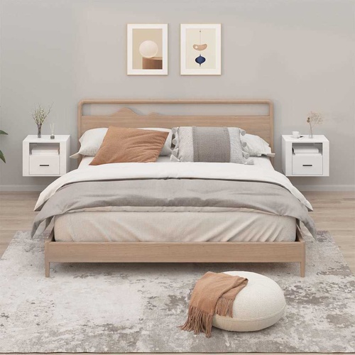  Wall-mounted Bedside Cabinets 2 pcs High Gloss White 50x36x40cm