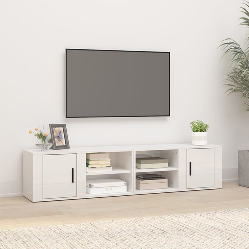  TV Cabinets 2 pcs High Gloss White 80x31.5x36 cm Engineered Wood