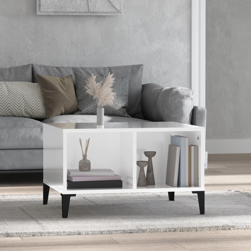  Coffee Table High Gloss White 60x50x36.5 cm Engineered Wood