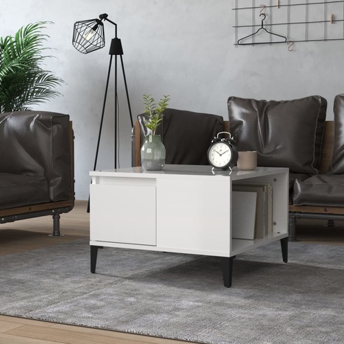  Coffee Table High Gloss White 55x55x36.5 cm Engineered Wood