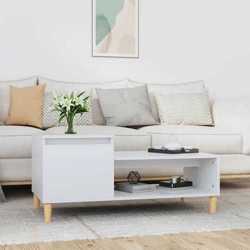  Coffee Table High Gloss White 100x50x45 cm Engineered Wood