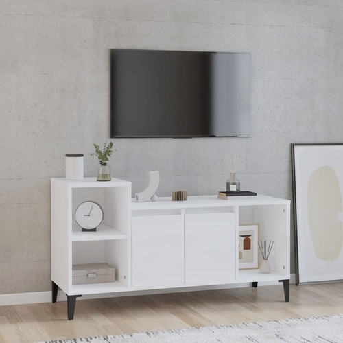  TV Cabinet High Gloss White 100x35x55 cm Engineered Wood