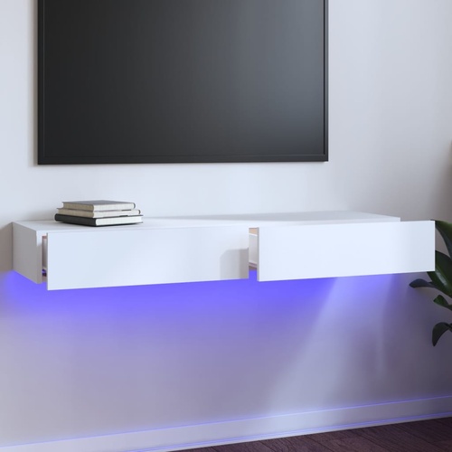  TV Cabinet with LED Lights White 120x35x15.5 cm