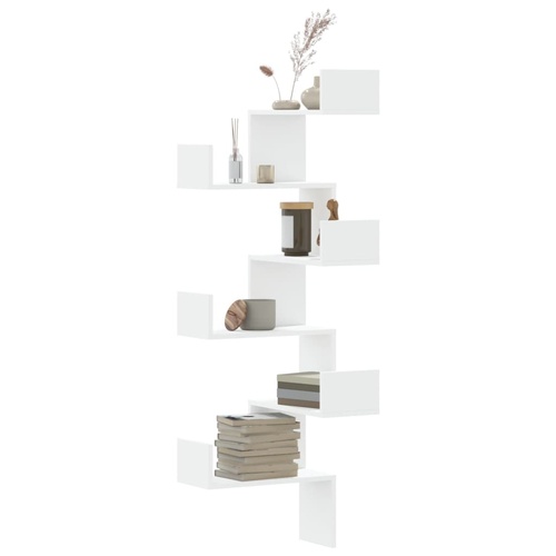  Wall Corner Shelf White 45x45x147 cm Engineered Wood