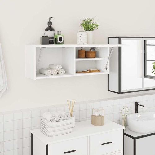  Bathroom Wall Cabinet White 80x25x30 cm Engineered Wood
