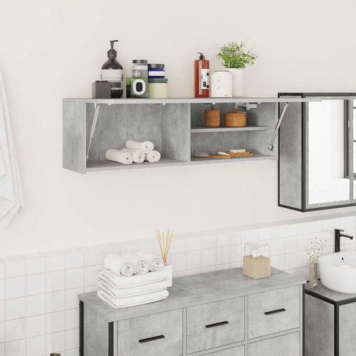  Bathroom Wall Cabinet Concrete Grey 100x25x30 cm Engineered Wood
