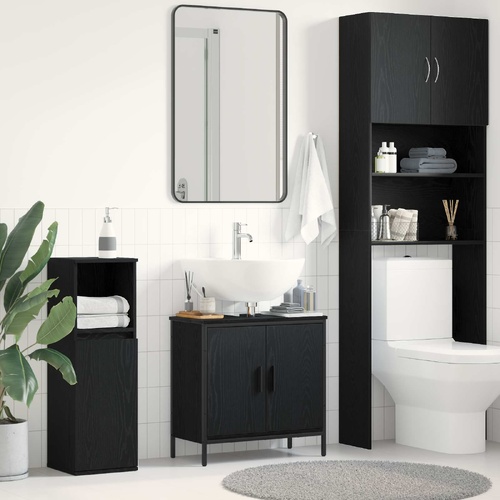  Bathroom Sink Cabinet Black Oak 60 x 30 x 60 cm Engineered Wood