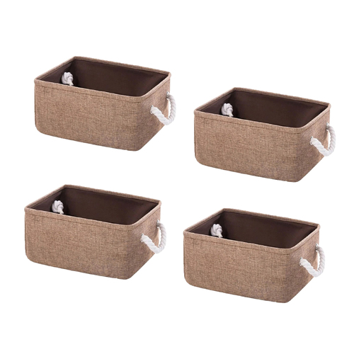 4 Pack Nursery Home Foldable Storage Bin Collapsible Fabric Storage Basket comes with Handles for Toy Gift Organizing Shelf Closet Clothes