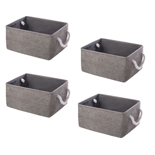 4 Pack Nursery Home Foldable Storage Bin Collapsible Fabric Storage Basket comes with Handles for Toy Gift Organizing Shelf Closet Clothes