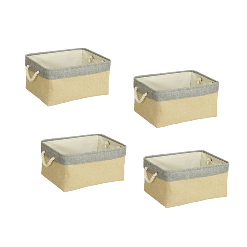 4 Pack Nursery Home Foldable Storage Bin Collapsible Fabric Storage Basket comes with Handles for Toy Gift Organizing Shelf Closet Clothes