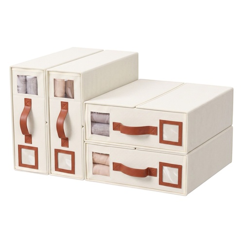 Bed Sheet Organisers Box 4Pcs Storage King Size Bedding Foldable Beige