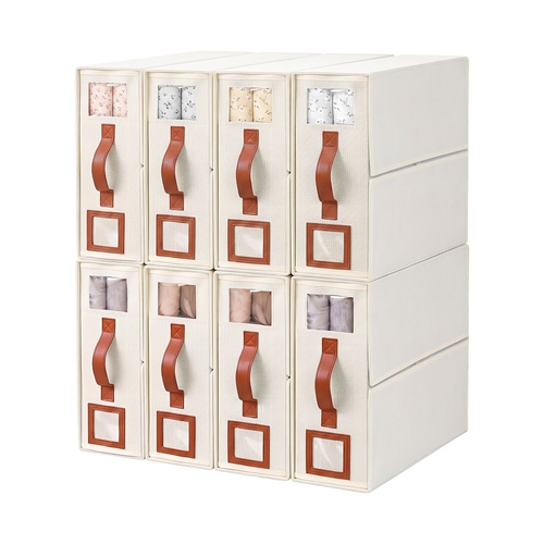 Bed Sheet Organisers Box 8Pcs Storage King Size Bedding Foldable Beige
