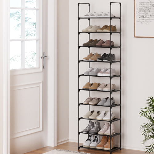  Shoe Rack DIY Stackable 10-tier Black Dunn