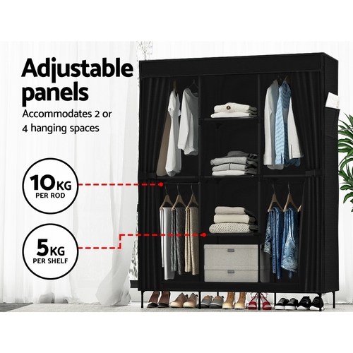 Portable Clothes Closet Canvas Wardrobe Storage Organiser Kids Rack Garment