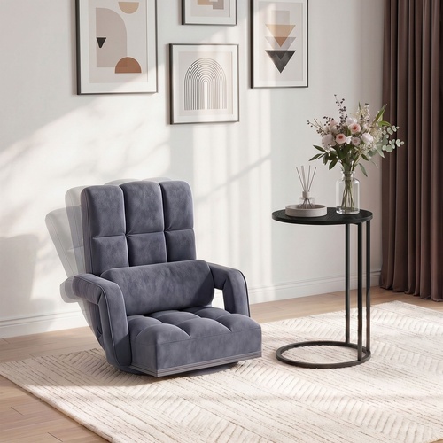 Floor Sofa Chair & Coffee Table Set, Swivel Lounge Recliner Side Tables