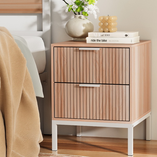  Bedside Table Drawers Side End Table Storage Cabinet Nightstand Pine LURA