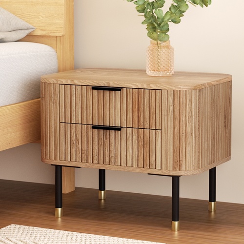  Bedside Table 2 Drawers Paulownia Wood Pine