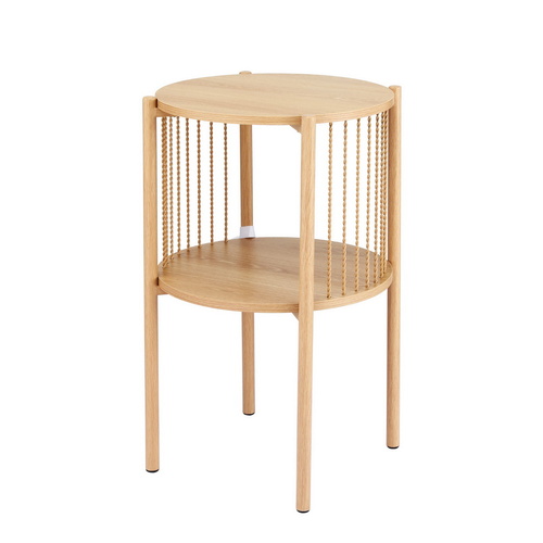  Coffee Table 2-Tier Round Wood