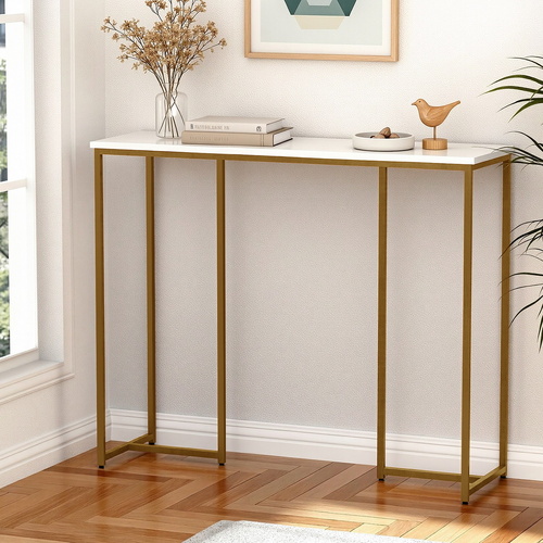 Console Table Marble Effect White&Gold