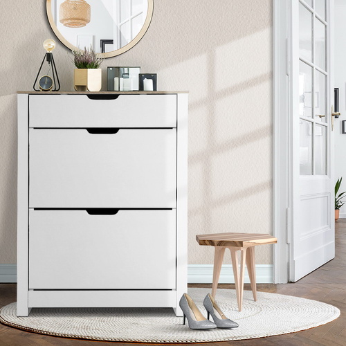  Shoe Rack Cabinet 16 Pairs White Ana