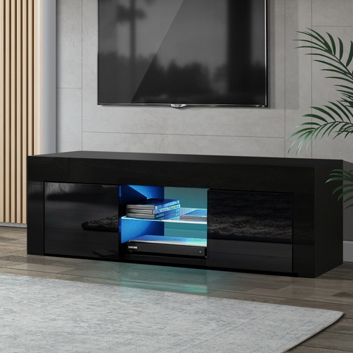  Entertainment Unit TV Cabinet LED 130cm Black Angus