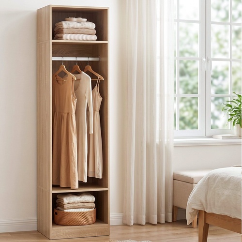 Wardrobe Clothes Closet Storage Organizer Shelf Pine