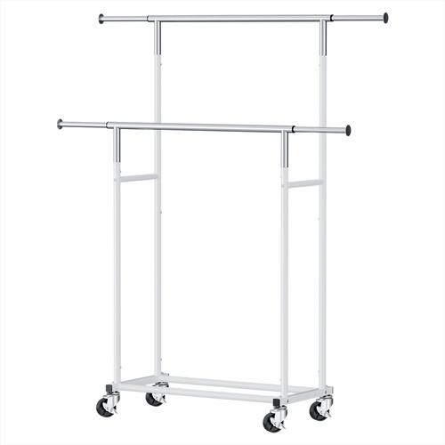  Clothes Rack Double Rod Airer Rail Coat Stand Adjustable Hanger