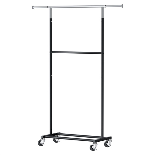  Clothes Rack Double Rod Airer Rail Coat Stand Adjustable Hanger