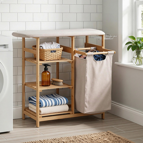 Laundry Basket Hamper with Ironing Board Bamboo