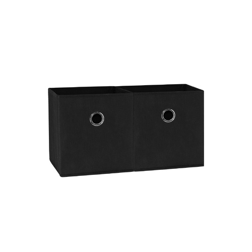 SORTI 27x28x27 CM Black 2X Pack Foldable Folding Storage Cube Storage Box Bookcase Fabric Cube Toy Organiser