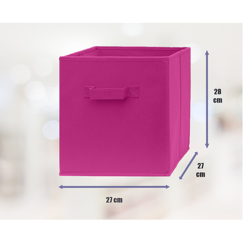 SORTI 27x28x27 CM Dark Pink 1X Pack Foldable Folding Storage Cube Storage Box Bookcase Fabric Cube Toy Organiser