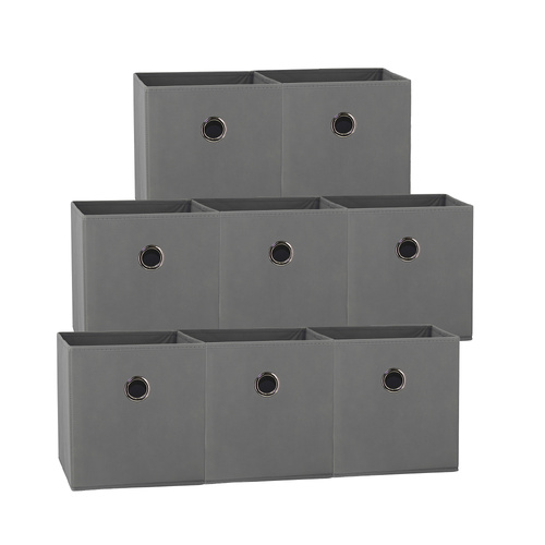 SORTI 27x28x27 CM Grey 8X Pack Foldable Folding Storage Cube Storage Box Bookcase Fabric Cube Toy Organiser