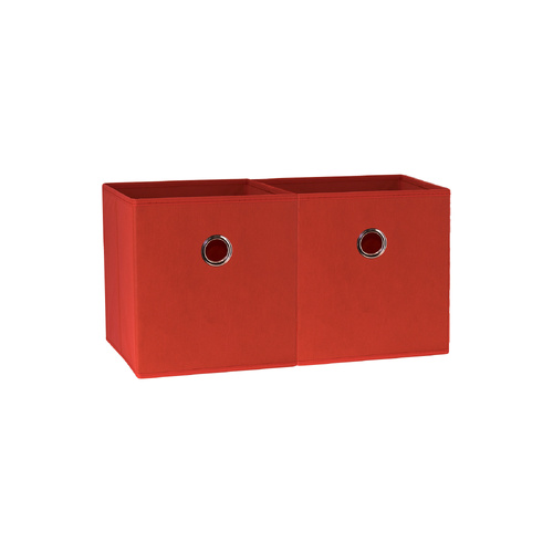 SORTI 27x28x27 CM Red 2X Pack Foldable Folding Storage Cube Storage Box Bookcase Fabric Cube Toy Organiser