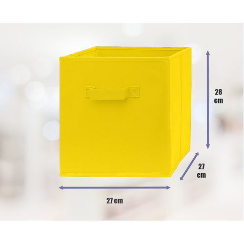 SORTI 27x28x27 CM Yellow 6X Pack Foldable Folding Storage Cube Storage Box Bookcase Fabric Cube Toy Organiser