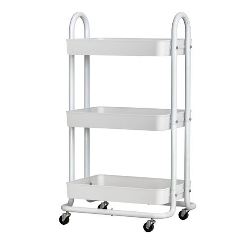  Storage Trolley Kitchen Cart 3 Tiers Rack Shelf Organiser Wheels White