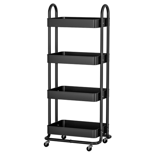  Storage Trolley Kitchen Cart 4 Tiers Black