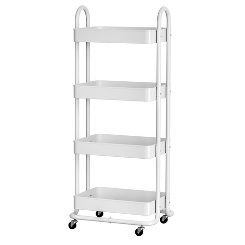  Storage Trolley Kitchen Cart 4 Tiers White