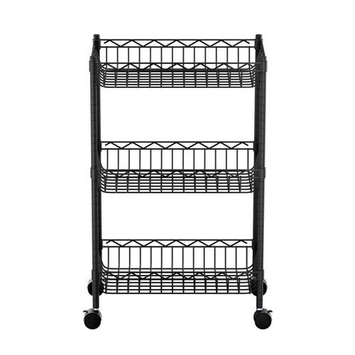  3-Tier Shelving Unit Adjustable Garage Storage Kitchen Rack With Wheels