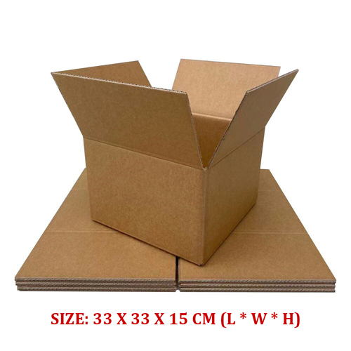 Mailing Box Shipping Carton Small Medium Large Kraft Cardboard Mailer Box [Size: 33x33x15cm] [Package: 10X]