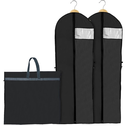 2 pcs Foldable Garment Covers 180X60Cm, Breathable Dustproof Protective Cover For Long Wedding Evening Dress Suits