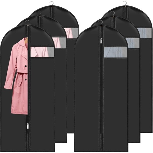 Garment Covers 60 X 140 Cm Pack Of 6, Waterproof Dustproof Clothes Cover With Zip, Hanging Garment Cover For Storage Of