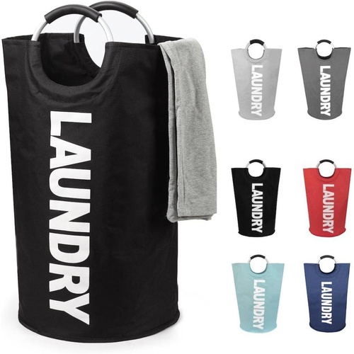 90L Foldable Laundry Basket Waterproof with Samsung, 38x38x79 cm Black